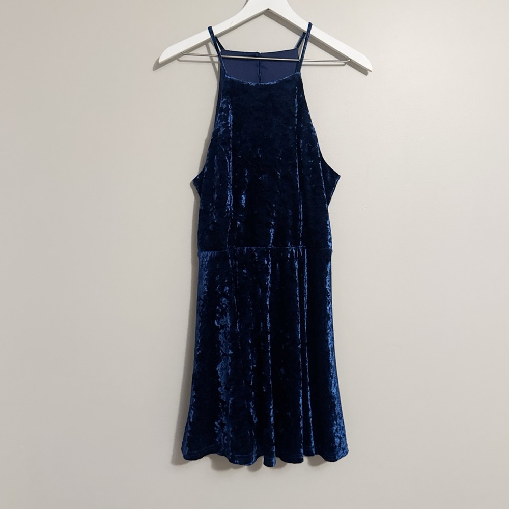 Elegant Blue Velvet Dress